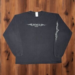 Vintage 90s Hard‎ Rock Cafe Miami Tribal Long Sleeve T-Shirt Mens 2XL